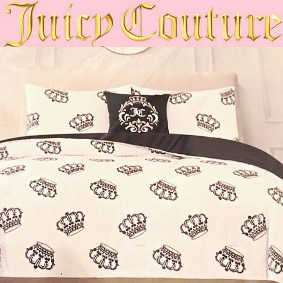 Juicy Couture Home JC Logo Crown 4-Piece Velvet Bed Set - Picture 1 of 6